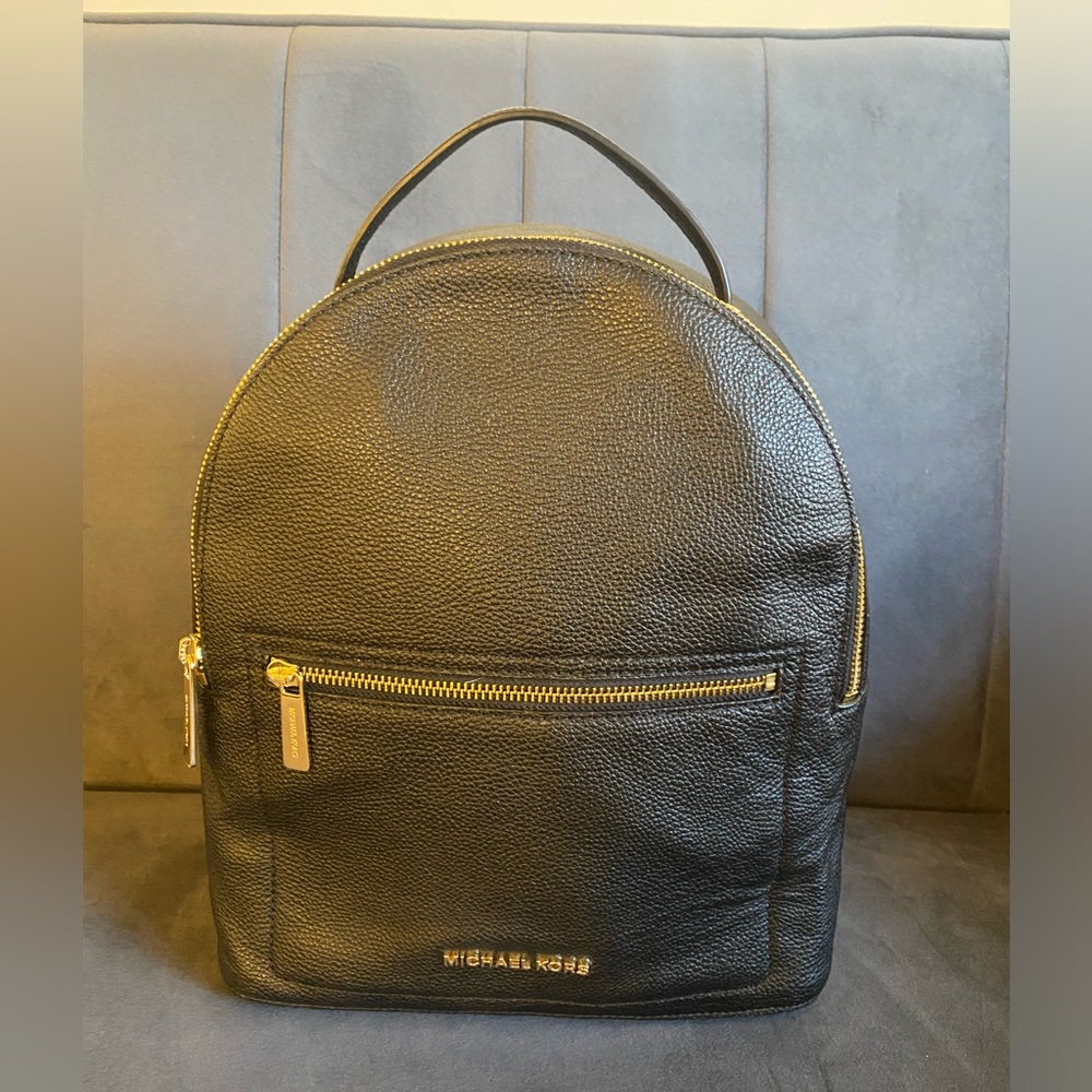 Authentic Michael Kors Black/Gold Medium Pebble Leather Backpack